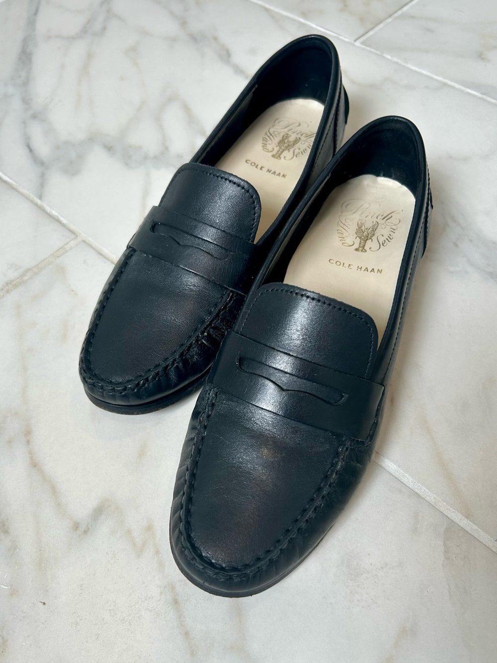 Cole Haan Pinch Hand Sewn Black Leather Classic Penny Loafers - Picture 9 of 10
